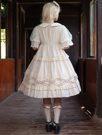 スイートロリータドレス コットン半袖レースドレス おとぎ話ロリータドレス