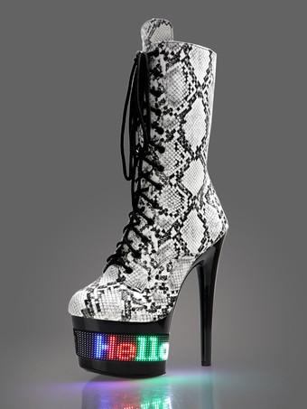 Sexy High Heel Boots Platform LED Detail Lace Up Sexy Boots - Milanoo.com
