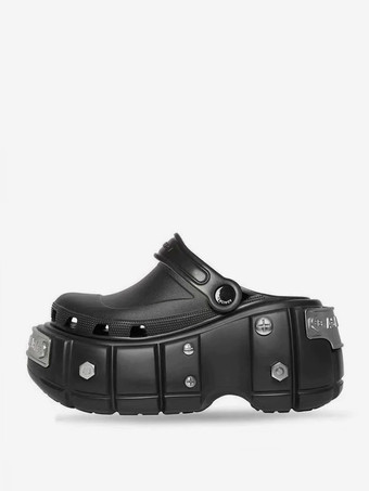 Sandales à glissière femmes diapositives de sandales à bride arrière perlées à plateforme noire