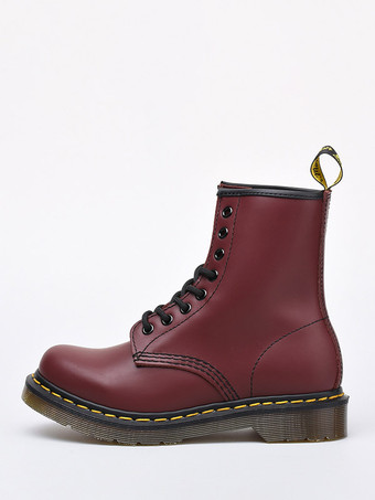 ワインレッド ブラック マーティン レースアップ アンクル ブーツ