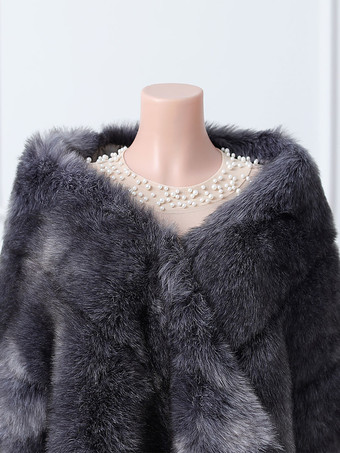 ウェディングラップ ブラック シルバー トップス フェイクファー ブライダル カバーアップ