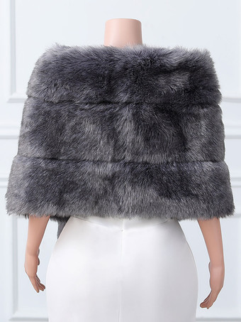 ウェディングラップ ブラック シルバー トップス フェイクファー ブライダル カバーアップ