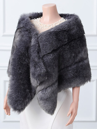 ウェディングラップ ブラック シルバー トップス フェイクファー ブライダル カバーアップ