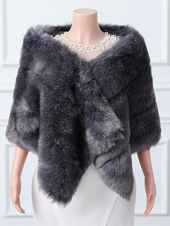 ブラックシルバーウェディングラップ ブラック シルバー トップス フェイクファー ブライダル カバーアップ