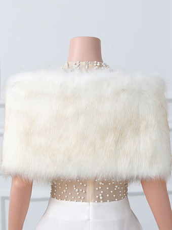 ウェディングラップ エクリュ ホワイト トップス フェイクファー ブライダル カバーアップ