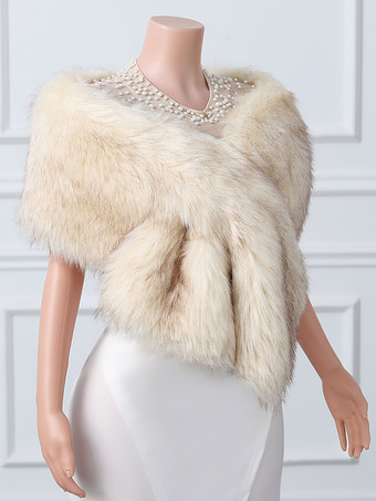 ウェディングラップ エクリュ ホワイト トップス フェイクファー ブライダル カバーアップ