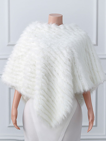 アイボリーウェディングラップ ホワイト ハイカラー トップス フェイクファー ブライダル カバーアップ
