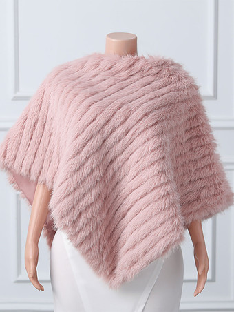 ピンクウェディングラップ ホワイト ハイカラー トップス フェイクファー ブライダル カバーアップ