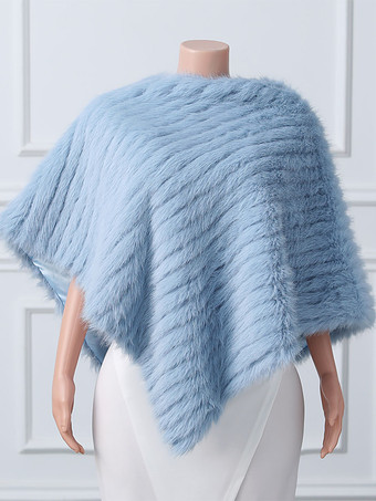 ベビーブルーウェディングラップ ホワイト ハイカラー トップス フェイクファー ブライダル カバーアップ