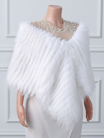 ウェディング ラップ アイボリー トップス フェイクファー ブライダル カバーアップ