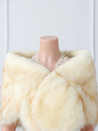 ウェディング ラップ ベージュ トップス フェイクファー ブライダル カバーアップ