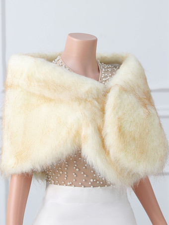 ウェディング ラップ ベージュ トップス フェイクファー ブライダル カバーアップ