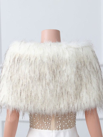 ウェディング ラップ アイボリー トップス フェイクファー ブライダル カバーアップ