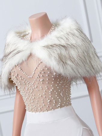 ウェディング ラップ アイボリー トップス フェイクファー ブライダル カバーアップ