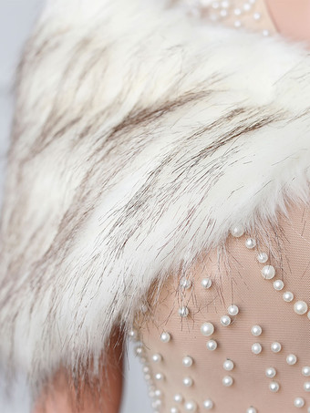 ウェディング ラップ アイボリー トップス フェイクファー ブライダル カバーアップ