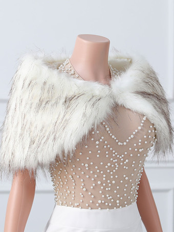 ウェディング ラップ アイボリー トップス フェイクファー ブライダル カバーアップ