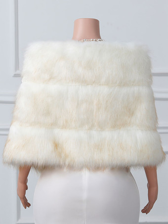 ウェディング ラップ アイボリー トップス フォックス ファー ブライダル カバーアップ
