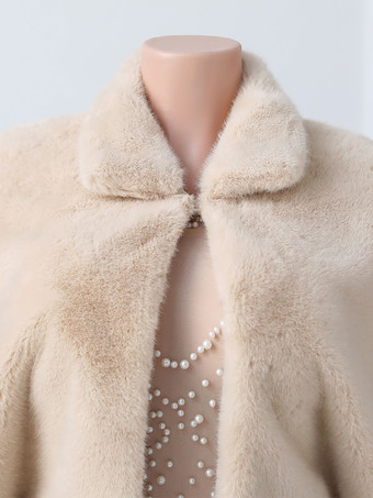 ウェディングラップ カーキ ハーフスリーブ ターンダウンカラー トップス ミンクファー ブライダル カバーアップ