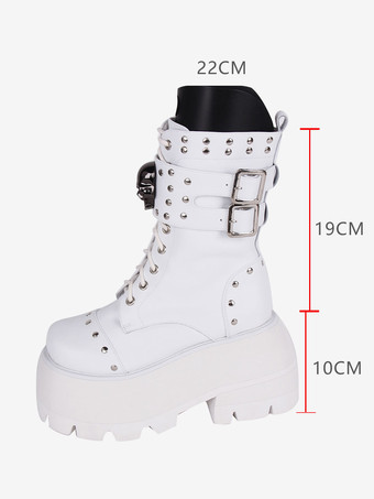 ゴスロリブーツ PU レザー PU ラウンドトゥ ブラック ロリータ靴