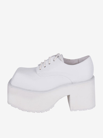 ゴスロリブーツ ブラック PU ラウンドトゥ PU レザー ロリータ靴