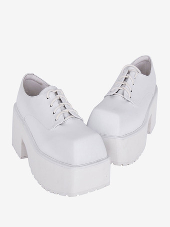 ゴスロリブーツ ブラック PU ラウンドトゥ PU レザー ロリータ靴