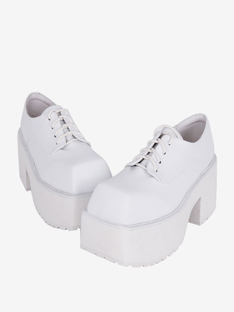 ゴスロリブーツ ブラック PU ラウンドトゥ PU レザー ロリータ靴