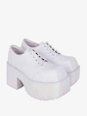 ゴスロリブーツ ブラック PU ラウンドトゥ PU レザー ロリータ靴