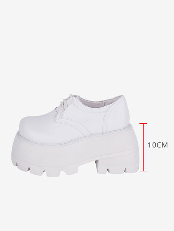 ゴスロリブーツ ブラック PU ラウンドトゥ PU レザー ロリータ靴