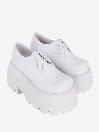 ゴスロリブーツ ブラック PU ラウンドトゥ PU レザー ロリータ靴