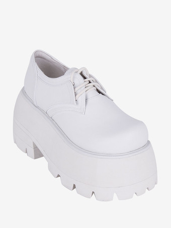 ゴスロリブーツ ブラック PU ラウンドトゥ PU レザー ロリータ靴