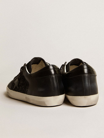 Zapatillas de deporte negras para mujer Zapatillas de skate con cordones y detalle de estrella con retazos brillantes