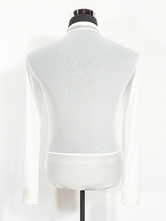 ラテンダンス社交衣装ホワイトメンズセクシーポリエステルトップスダンスウェア