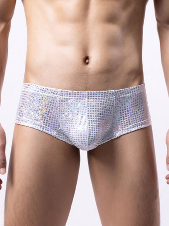 ホワイト セクシーなパンティー男性用黒ポリエステルブリーフ服メンズランジェリー