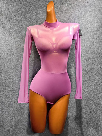 ピンクラテンダンス衣装 ブルー 女性用 ポリエステル ジャンプスーツ セクシー ラテン ダンサー ダンスウェア