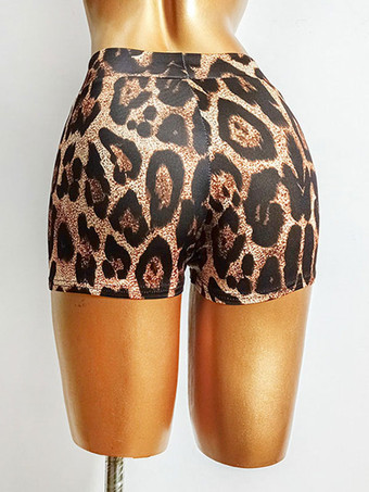 ヒョウ柄ラテン ダンス ドレス ホワイト レディース ボーイショーツ セクシー ポリエステル ダンス衣装