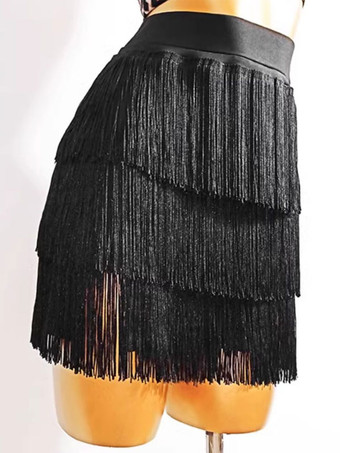 ラテンダンス衣装黒の女性のポリエステルミニスカートセクシーなラテンダンサーダンスウェア