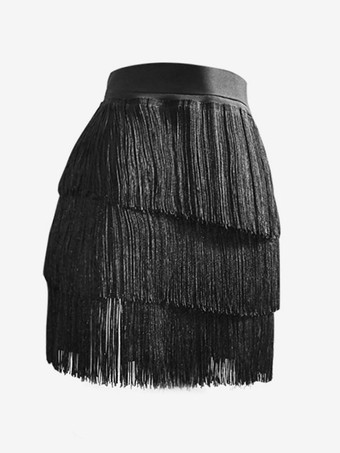 ブラック ラテンダンス衣装黒の女性のポリエステルミニスカートセクシーなラテンダンサーダンスウェア