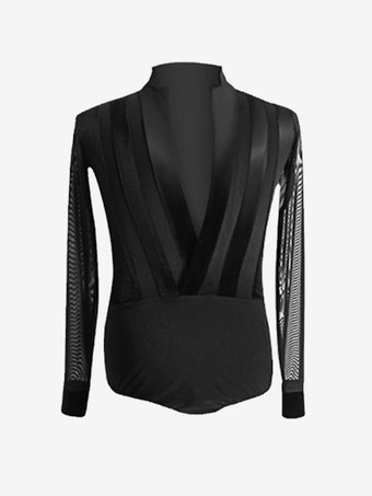 ブラック ラテンダンス社交ドレスブラックメンズセクシートップスダンスウェア