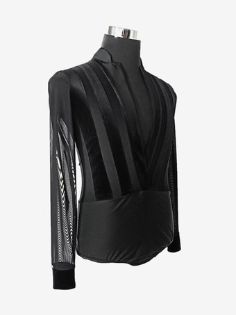 ラテンダンス社交ドレスブラックメンズセクシートップスダンスウェア