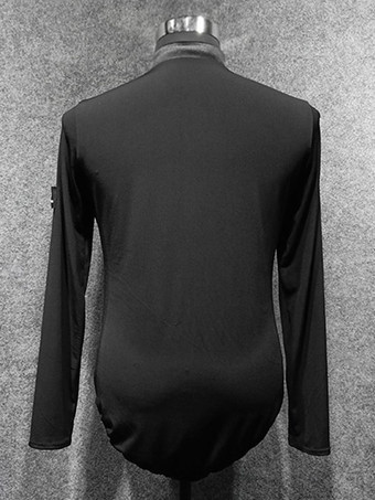 ラテンダンス社交衣装ブラックメンズセクシーポリエステルトップスダンスコスチューム