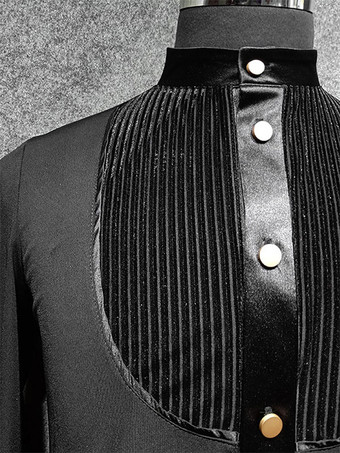 ラテンダンス社交衣装ブラックメンズセクシーポリエステルトップスダンスコスチューム