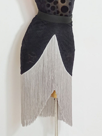 シルバー ラテンダンス衣装シルバー女性のスカートセクシーなポリエステルスカートダンスウェア