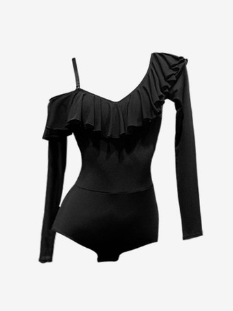 ブラック ラテン ダンス ドレス ブラック 女性用 ポリエステル ジャンプスーツ セクシー ラテン ダンサー ダンスウェア