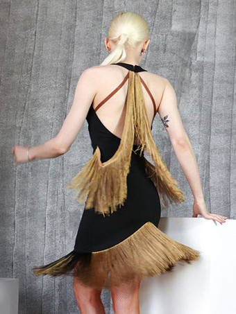 ラテンダンス衣装ヒョウ女性のポリエステルドレスセクシーなラテンダンサーダンスウェア