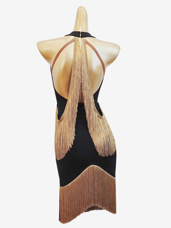 ラテンダンス衣装ヒョウ女性のポリエステルドレスセクシーなラテンダンサーダンスウェア