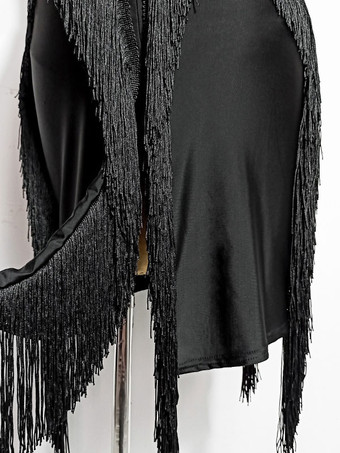 ラテンダンス衣装黒の女性のポリエステルドレスセクシーなラテンダンサーダンスウェア