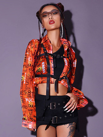 ジャズダンス衣装女性用ポリエステルトップパンツオーバーコートダンスウェア