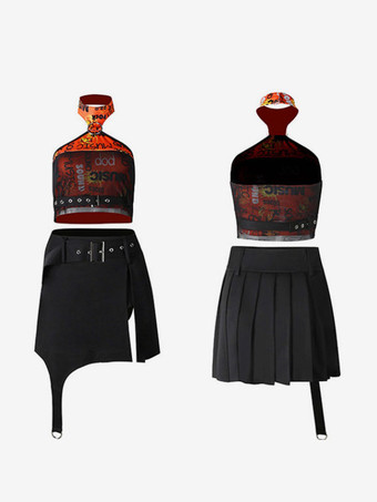 ジャズダンス衣装女性用ポリエステルパンツジャンプスーツエプロンダンスウェア