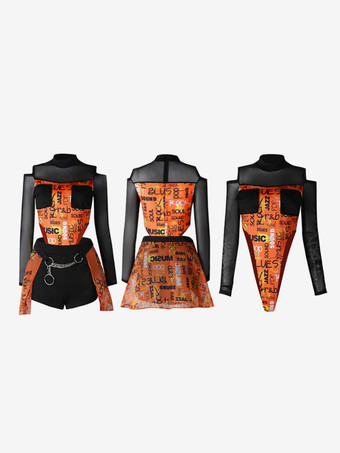 ジャズダンス衣装女性用ポリエステルエプロンジャンプスーツパンツダンスウェア