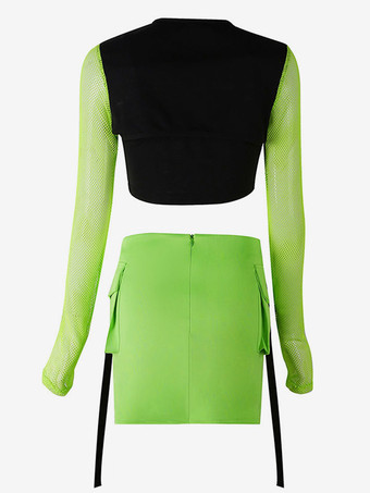 ジャズダンス衣装女性用ポリエステルスカートトップダンスウェア